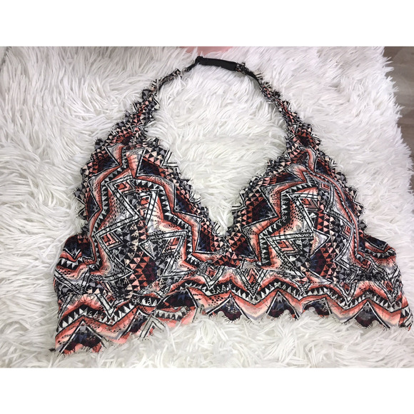 Victoria’s Secret Pink Lightly Lined Bralette Size Lg Aztec Geometric Print - Picture 2 of 6